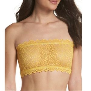 Free People Lace Reversible Bandeau Bra, Daffodil, Size M/L